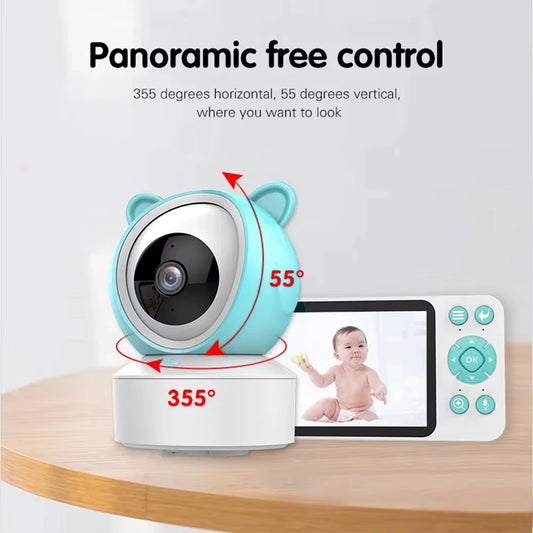 5" Tuya Smart Wifi Feeding Reminder Temperature Motion Sound Detection APP View Control Audio Video Baby Monitors Camera 1080P