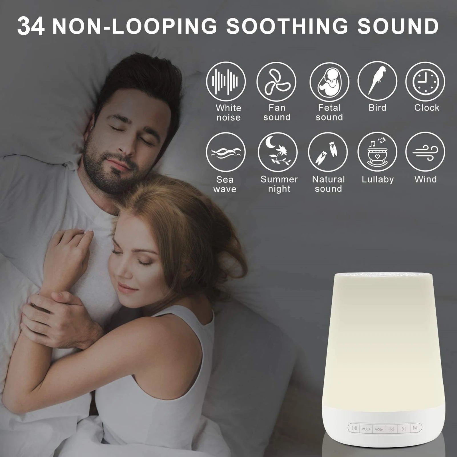 Smart White Noise Machine Baby Sleep Sound Machine Colorful Night Lights 34 Soothing Sounds Supports APP Remote Control