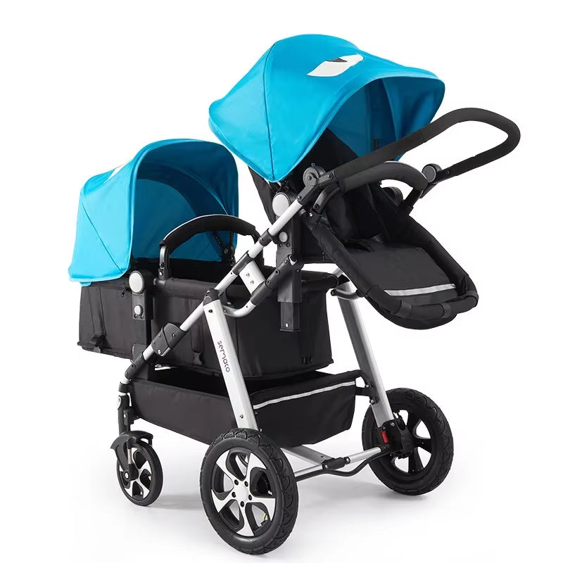 Luxury Twin Baby Stroller,High Landscape Pram,Folding Carriage,Twins Stroller Baby Car,Double Seat Strollers,Lying and Seating