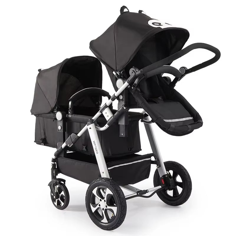 Luxury Twin Baby Stroller,High Landscape Pram,Folding Carriage,Twins Stroller Baby Car,Double Seat Strollers,Lying and Seating