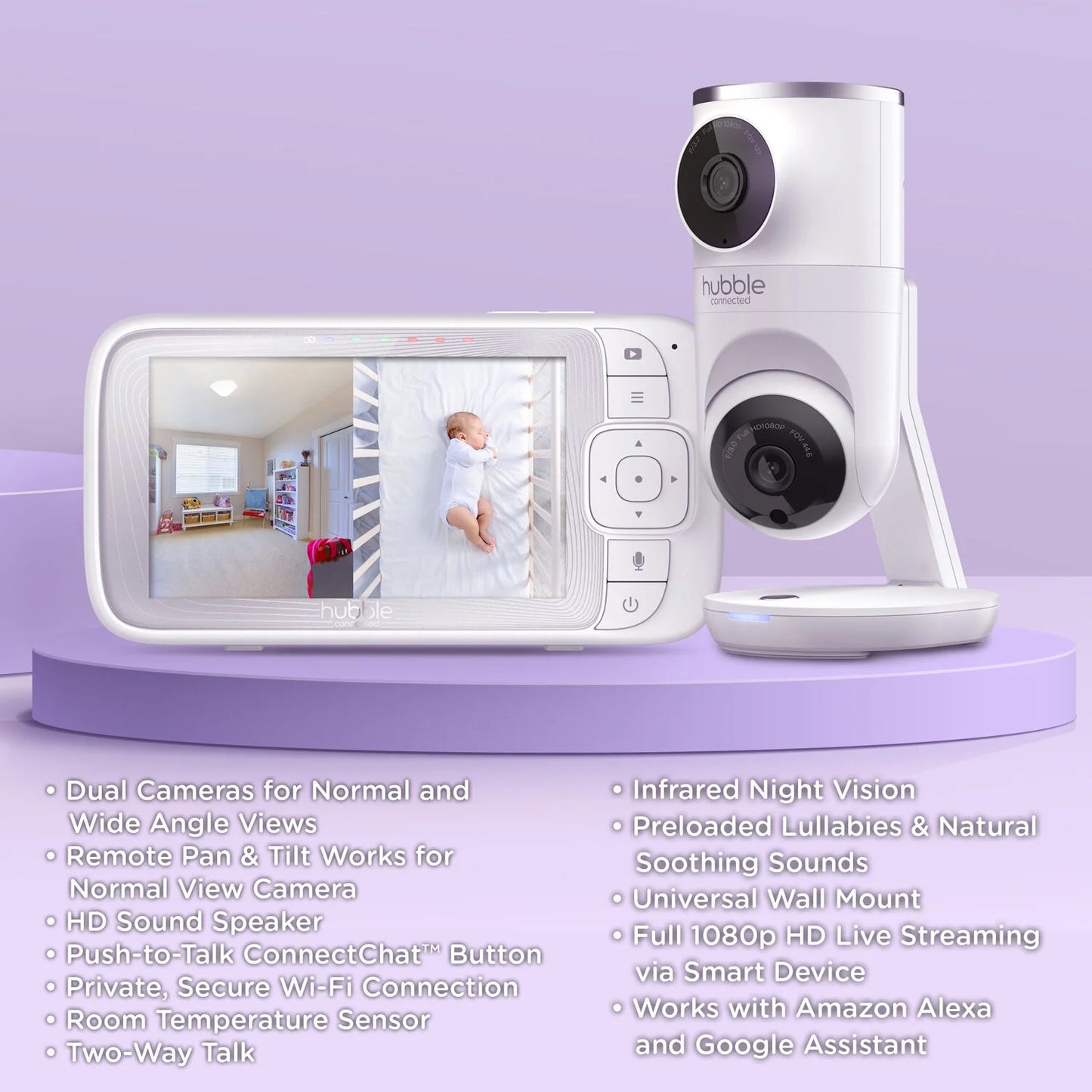 Nursery Pal Dual Vision Smart Wi-Fi Enabled Baby Monitor with 5" Parent Unit Viewer