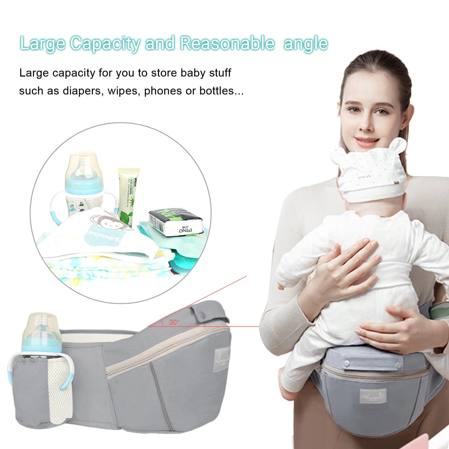 Cotton Baby Carrier Ergonomic Infant Waist Stool Newborn to Toddler Multi-Use before and after Kangaroo Bag Accessories